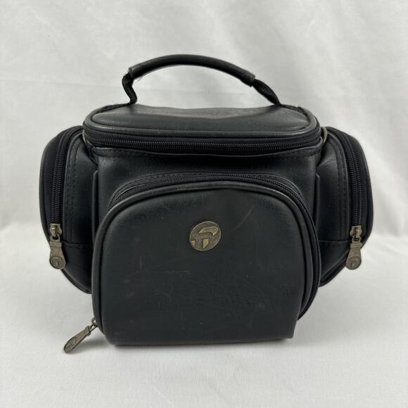 Camera Bag Case Black Pleather with Three Storage Pouches Soft Case - Picture 1 of 15